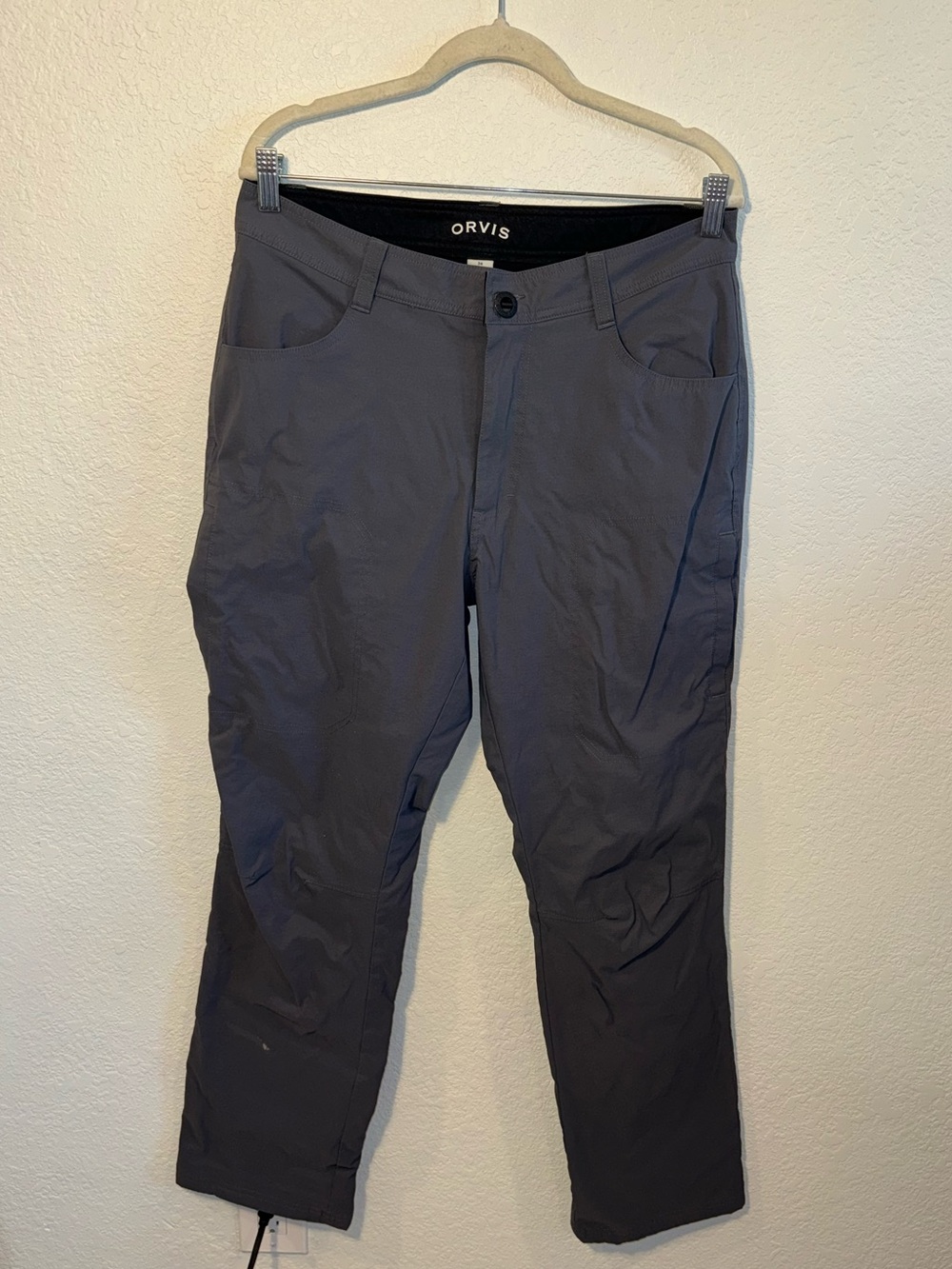 ORVIS Fleece Lined Gray Men’s Nylon Cold Weather Outdoor Hiking Pants Size 34